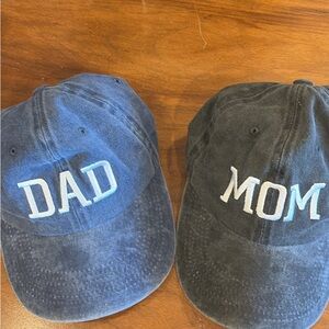 Blue and Black 'Dad' and 'Mom' Caps